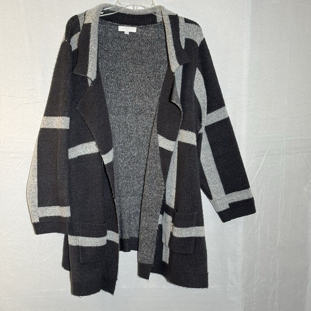 New Directions Women’s Curvy Black Gray Striped Cardigan Size 2X Casual Work